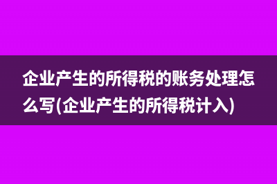 企業(yè)產(chǎn)生的所得稅的賬務(wù)處理怎么寫(企業(yè)產(chǎn)生的所得稅計入)