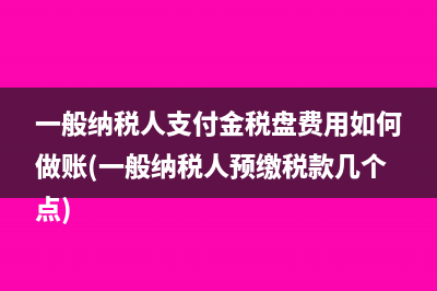 一般納稅人支付金稅盤費用如何做賬(一般納稅人預繳稅款幾個點)