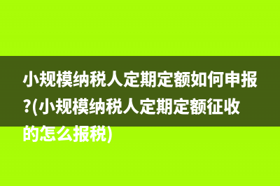 小規(guī)模納稅人定期定額如何申報(bào)?(小規(guī)模納稅人定期定額征收的怎么報(bào)稅)