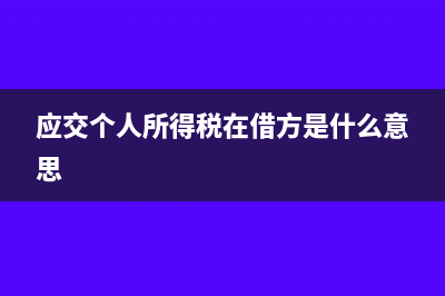 應交個人所得稅如何寫會計分錄?(應交個人所得稅在借方是什么意思)