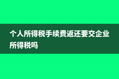 個人所得稅手續(xù)費按多少計提銷項稅?(個人所得稅手續(xù)費返還要交企業(yè)所得稅嗎)