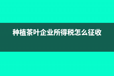 茶葉種植會計全套賬務處理(種植茶葉企業(yè)所得稅怎么征收)