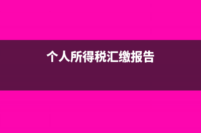 個人所得稅匯繳退稅規(guī)則有哪些(個人所得稅匯繳報告)