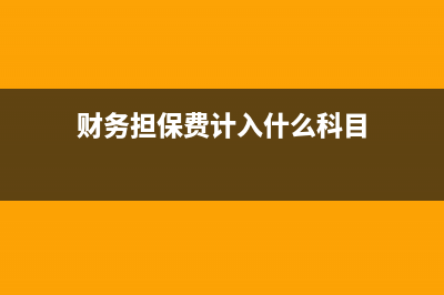 財務擔保費計入什么科目