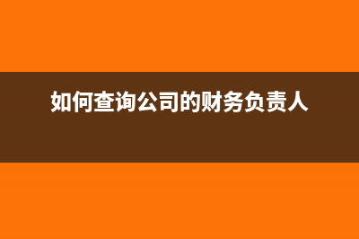 如何查詢公司的財務(wù)負責(zé)人信息(如何查詢公司的財務(wù)負責(zé)人)