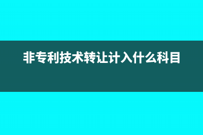 非專利技術(shù)轉(zhuǎn)讓稅率多少(非專利技術(shù)轉(zhuǎn)讓計(jì)入什么科目)