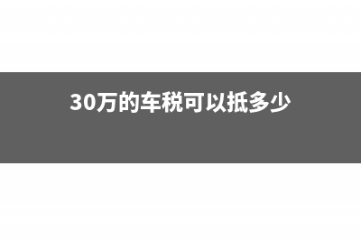 30萬(wàn)的車(chē)稅可以抵多少所得稅(30萬(wàn)的車(chē)稅可以抵多少)