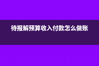 待報(bào)解預(yù)算收入返回的錢怎么記賬(待報(bào)解預(yù)算收入付款怎么做賬)