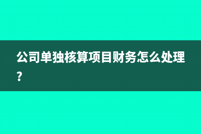 公司單獨核算項目財務(wù)怎么處理?