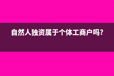 自然人獨資屬于什么企業(yè)?(自然人獨資屬于個體工商戶嗎?)