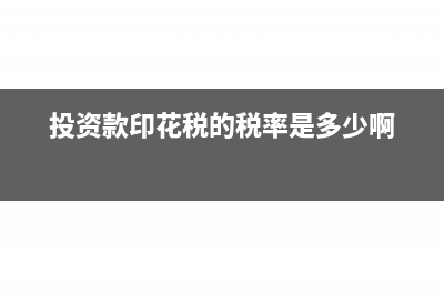 投資款印花稅的稅率是多少會計分錄怎么做?(投資款印花稅的稅率是多少啊)