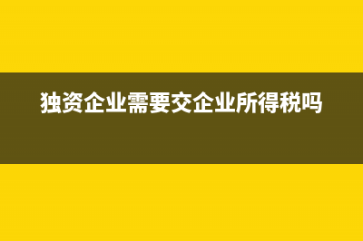 獨(dú)資企業(yè)也需要繳納企業(yè)所得稅(獨(dú)資企業(yè)需要交企業(yè)所得稅嗎)