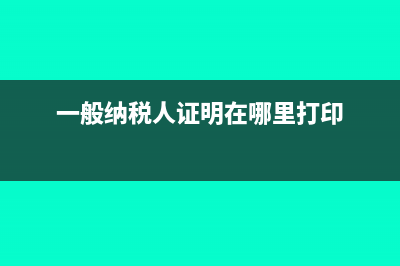 一般納稅人證明是什么(一般納稅人證明在哪里打印)