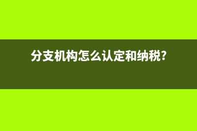 分支機構(gòu)怎么認定和納稅?